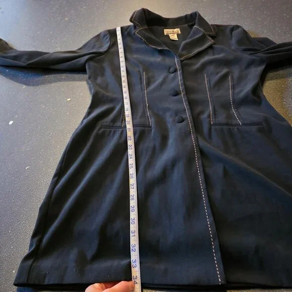 Sheri Martin New York Faux Suede Jacket Dark Green Size 14 Topstitch Blazer - Picture 11 of 16